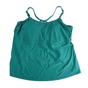 Kona Sol Swim Tankini Top Womens 3X (24-26) Teal Blue Padded Stretch Pool NWT